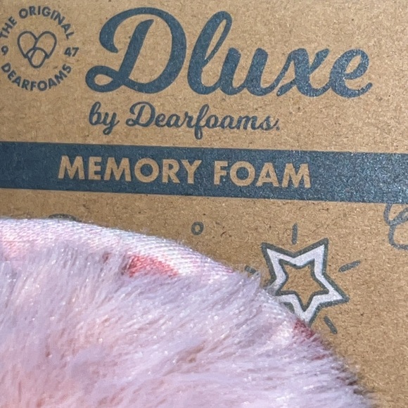 🌟NWT🌟 Dluxe by Dearfoams Pink "Super Mom" Faux Fur Slide House Slipper - Picture 11 of 11